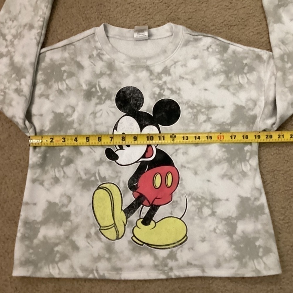Disney Mickey Mouse Women’s XS Oversized Crewneck Cropped Marbled Sweater - Picture 2 of 8